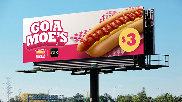Campaign image of a hot dog on a billboard
