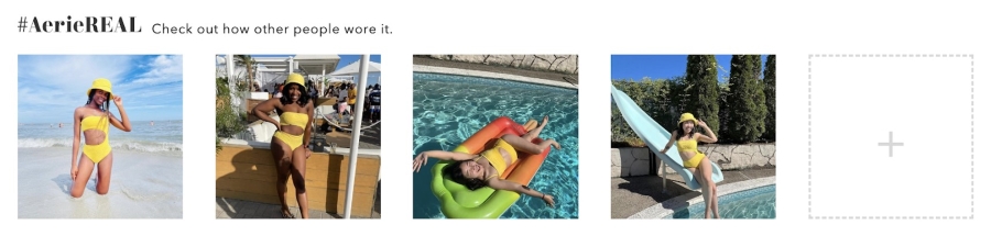Model wearing swimsuit in different locations